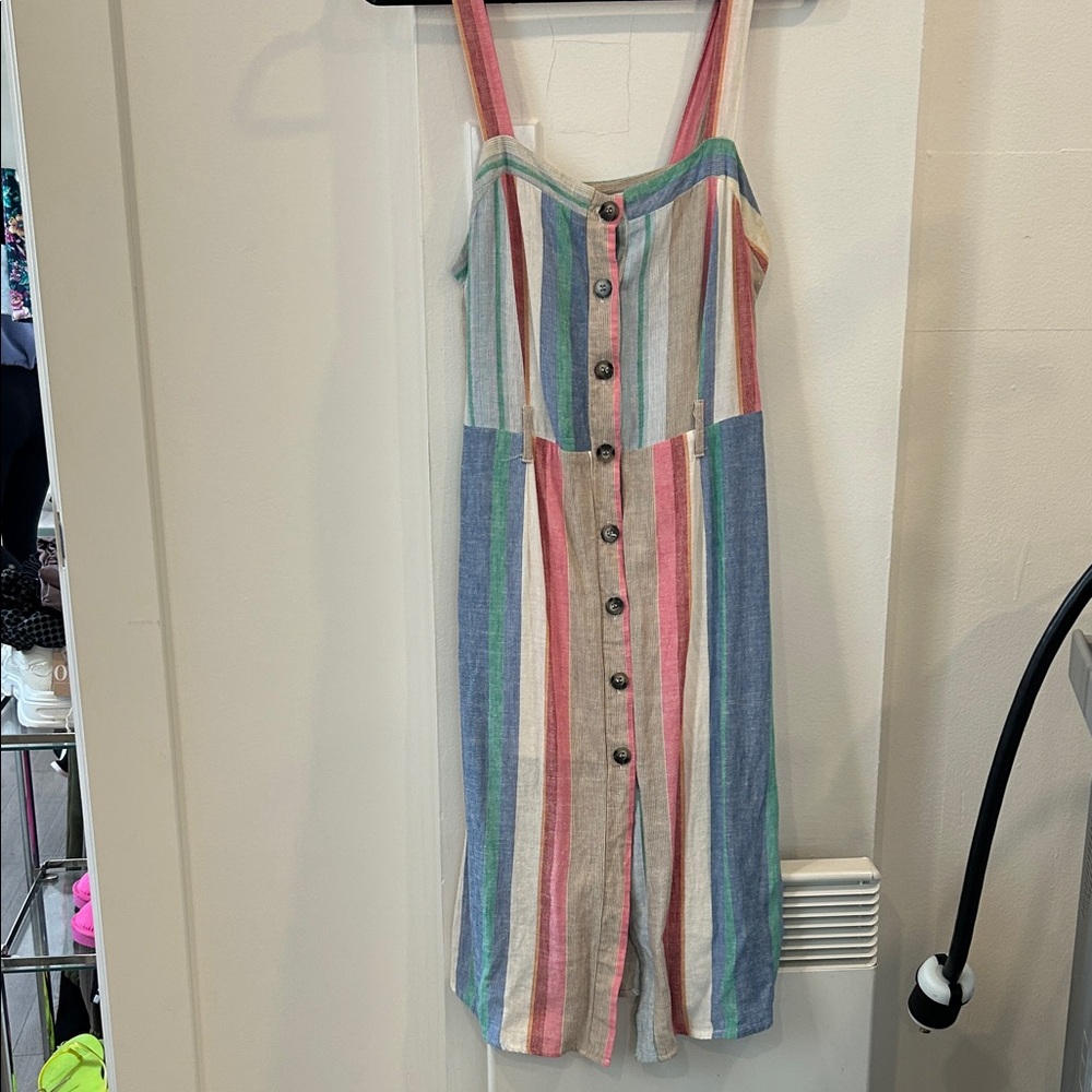 URBAN Romantics Multicolor Striped Button-Front Midi Dress